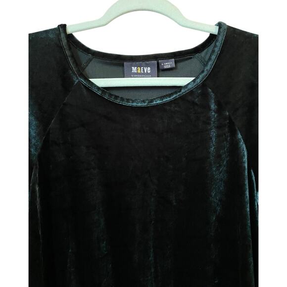Anthropologie Maeve Candace Velvet Emerald Green Top XS Casual Fall Winter - Picture 4 of 11